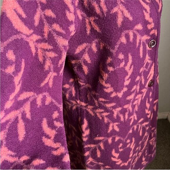 Sundance Beauty Grows Wool Blend Button Front Cardigan. Peach/Melon on Purple - Picture 7 of 10